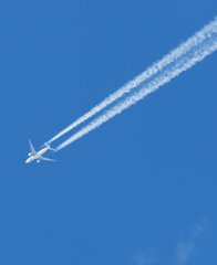 airplane against the blue sky