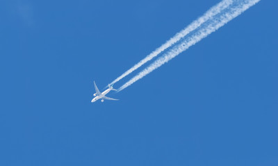 airplane against the blue sky
