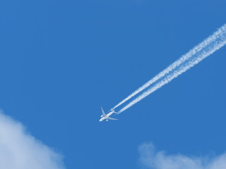 airplane against the blue sky
