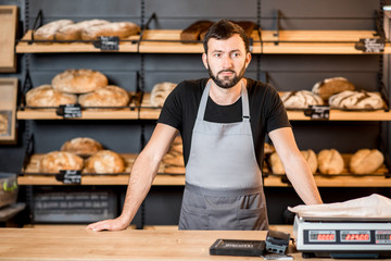 Bread seller at the bakery shop