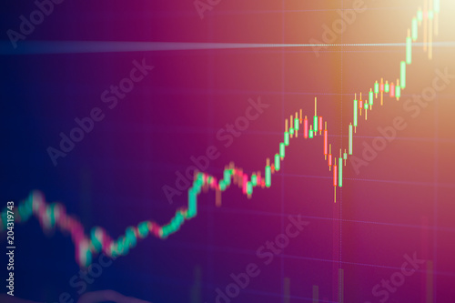 Stock Exchange Monitor Screen Candle Bar Chart Of Business Value - 