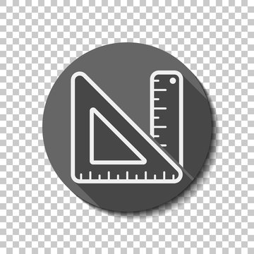 recommend clip art: simple ruler and triangle. White flat icon with long shadow in c