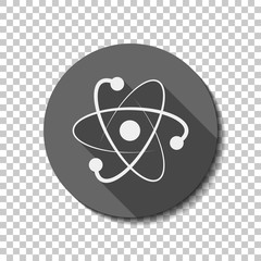 scientific atom symbol, logo, simple icon. White flat icon with