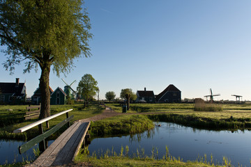 Fototapeta premium View of Zaanse Schans at sunrise, The Netherlands