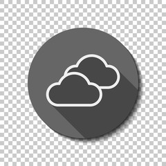 Mostly cloudy icon. Simple linear icon with thin outline. White