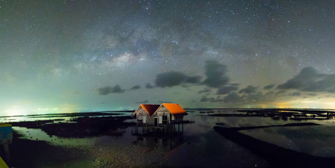 Fototapeta premium The well known twin house at Talaynoi, near by Eakkachai bridge Rd.,Pattarung.