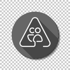 Man and woman in warning triangle. Sign for pedestrians. Linear