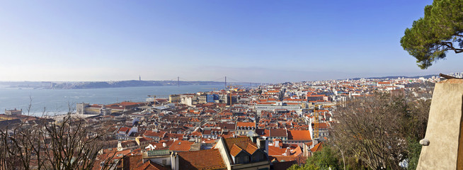 Baixa District Lisbon With Tagus