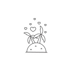 Honeymoon trip line icon