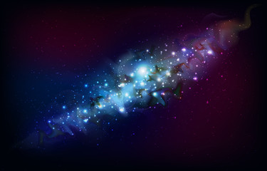 Abstract open space background. Starfield, universe, nebula in galaxy. Vector illustration