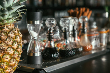 Pineapple with cocktail ingredients