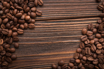 Closeup of natural coffee beans