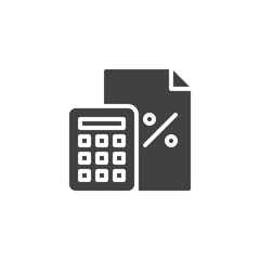 Calculator and financial document vector icon. filled flat sign for mobile concept and web design. Accounting simple solid icon. Symbol, logo illustration. Pixel perfect vector graphics