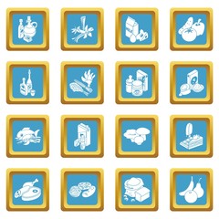 Shop navigation foods icons set sapphirine square vector