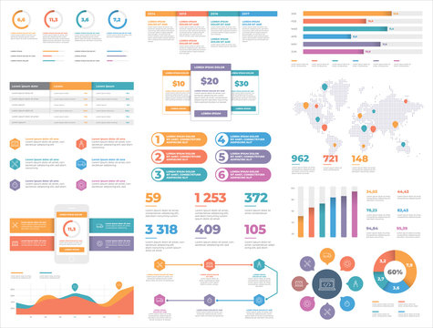 Presentation Template Design. Business Data Graphs. Vector Financial And Marketing Charts.