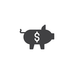 Piggy bank with dollar vector icon. filled flat sign for mobile concept and web design. Save money simple solid icon. Symbol, logo illustration. Pixel perfect vector graphics
