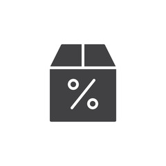 Percentage cardboard box vector icon. filled flat sign for mobile concept and web design. Banking, loan simple solid icon. Symbol, logo illustration. Pixel perfect vector graphics