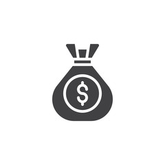 Money bag vector icon. filled flat sign for mobile concept and web design. Dollar sack simple solid icon. Symbol, logo illustration. Pixel perfect vector graphics