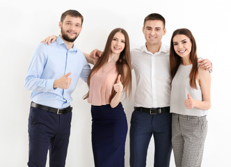 Fototapeta premium Young people on white background. Unity concept