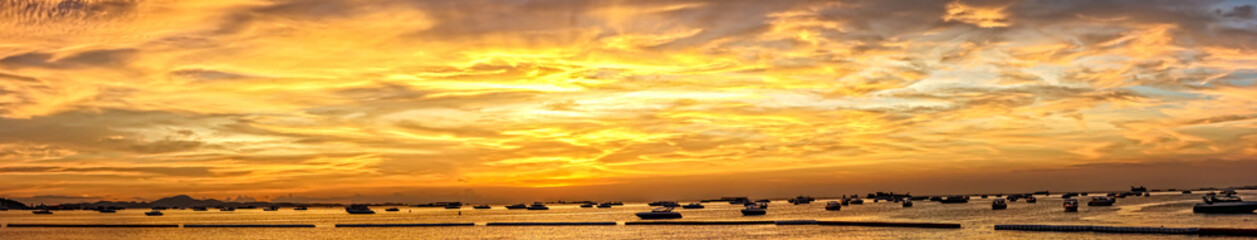 Beautiful panorama seascape sunset over sea