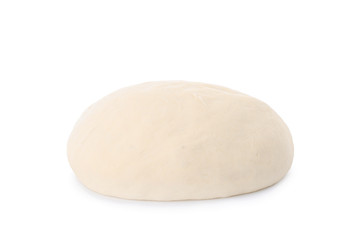 Fresh raw dough on white background