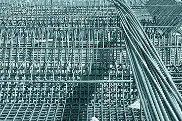 Steel grid on the construction site