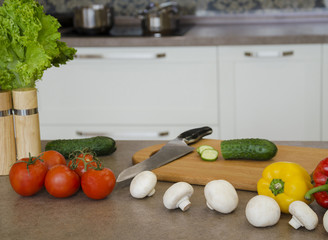 preparation of vegetable salad