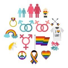 Lgbt set flat icons