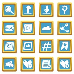 Social network icons set sapphirine square vector