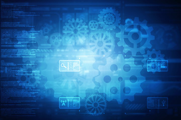 2D rendering illustration.  gears on a white background
