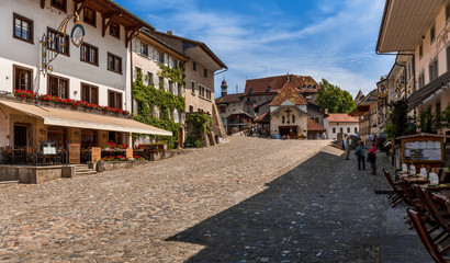Fototapeta na wymiar Main square - Gruyeres - Switzerland