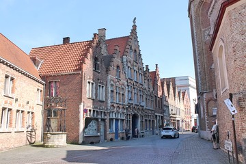 Street with historic buildings in Bruges, Belgium