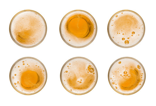 Naklejki Collection set mug of beer with bubble on glass isolated on white background celebration object design top view