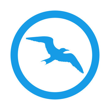 Icono plano gaviota en circulo azul