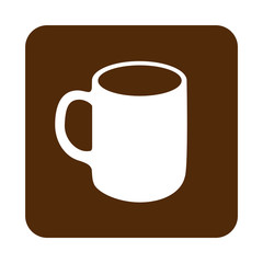 Icono plano taza cafe grande en cuadrado marron