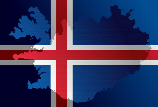 Icelandic flag with a contour of border