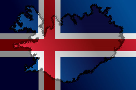 Icelandic flag with a contour of border