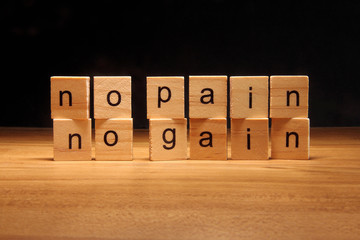 No pain no gain wooden blocks.