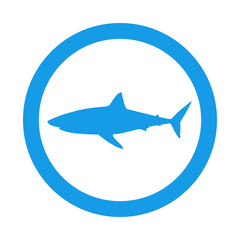 Icono plano tiburon blanco en circulo azul