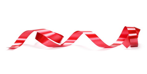 Red ribbon isolated on white background