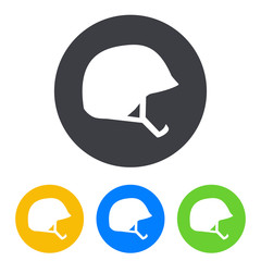 Icono plano silueta casco militar en circulo varios colores
