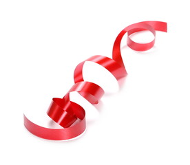 Red ribbon isolated on white background