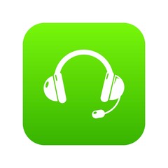 Headset icon green vector