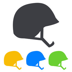 Icono plano silueta casco militar en varios colores