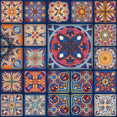 Seamless pattern with decorative mandalas. Vintage mandala elements. Colorful patchwork.