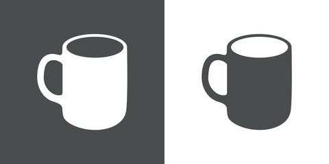 Icono plano taza cafe grande en gris y blanco
