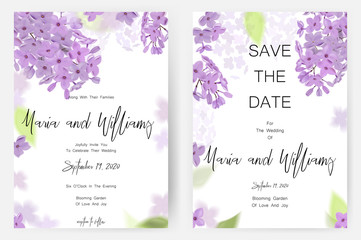 Save the date card, wedding invitation, greeting card with beautiful flowers and letters