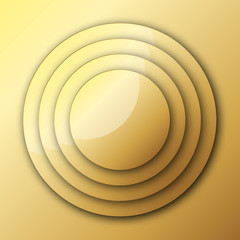 Gold background from circles with shadow. Vector illustration