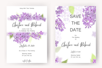 Save the date card, wedding invitation, greeting card with beautiful flowers and letters