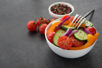 Fresh vegetables salad, tomato, pepper, cucumber